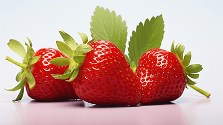 新鲜可口的草莓特写生鲜水果白色背景