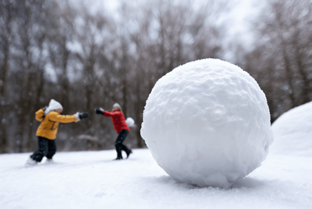 创意寒冷冬季室外扔雪球玩耍图2打雪仗