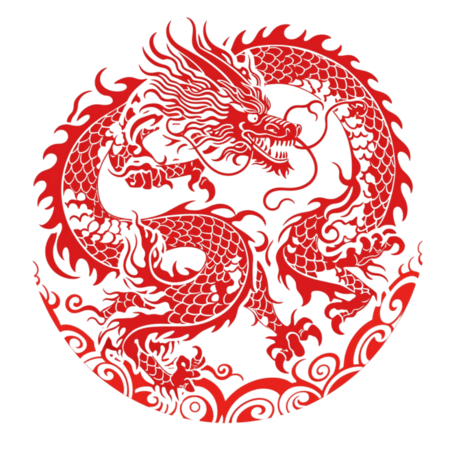 潮国创意中国龙年春节红色剪纸窗花元素
