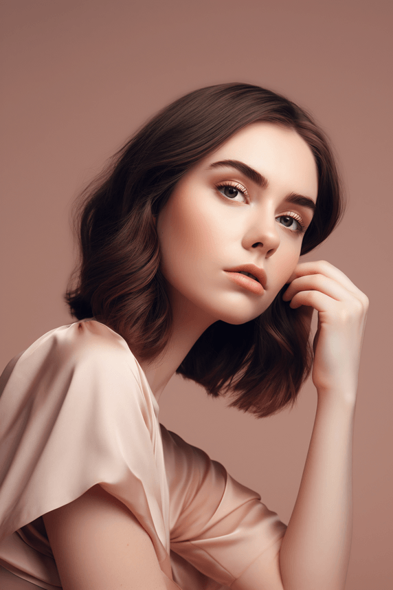 潮国创意商务人物女职员室内单手支撑粉色系摄影图模特