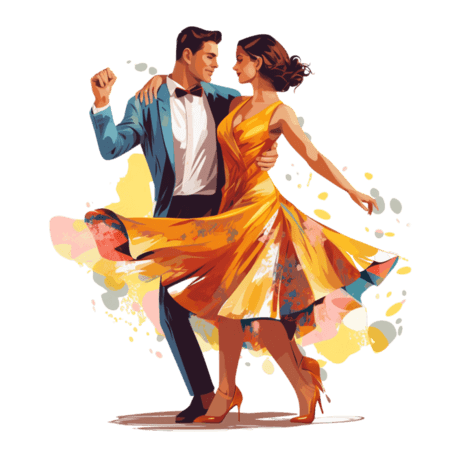 潮国创意男人和女人在聚会上跳舞情人节情侣浪漫