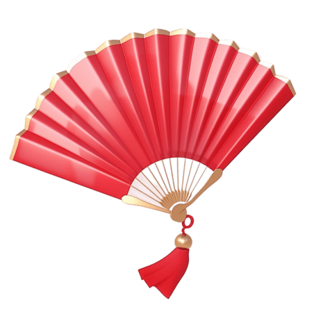 创意3D立体春节喜庆红色折扇7png图片扇子春节中国风