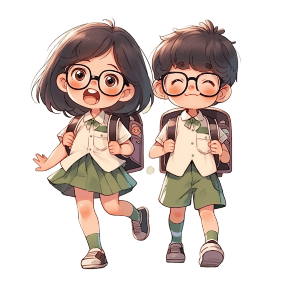 潮国创意开学季可爱的男孩女孩手绘元素