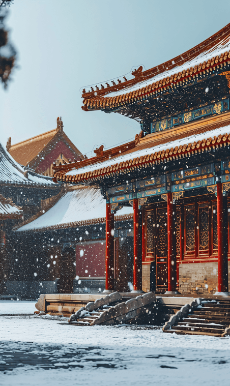创意冬季故宫紫禁城雪景冬天下雪摄影照片
