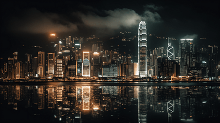 潮国创意香港维港夜景高楼大厦CBD建筑