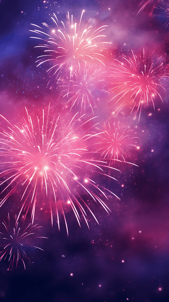 2024年新年欢庆烟花紫色灿烂烟花元旦新年跨年