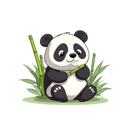 潮国创意卡通扁平可爱熊猫吃竹子动物国宝