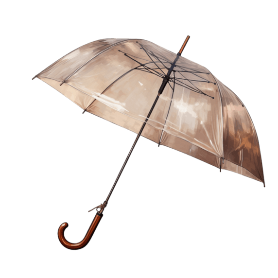 创意矢量高级褐色咖啡色雨伞雨伞雨天下雨