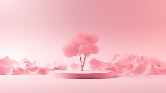 创意粉色几何造型唯美妇女节女神节春天电商展台