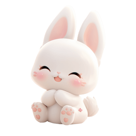 潮国创意3D立体黏土动物可爱卡通兔子