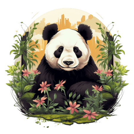 特色熊猫图标元素立体免抠图案动物国宝卡通