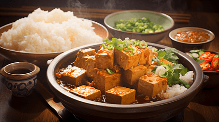 潮国创意营养美味的红烧豆腐