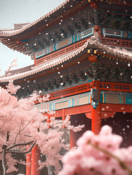 潮国创意北京的春天梅开盛开1故宫古建筑樱花