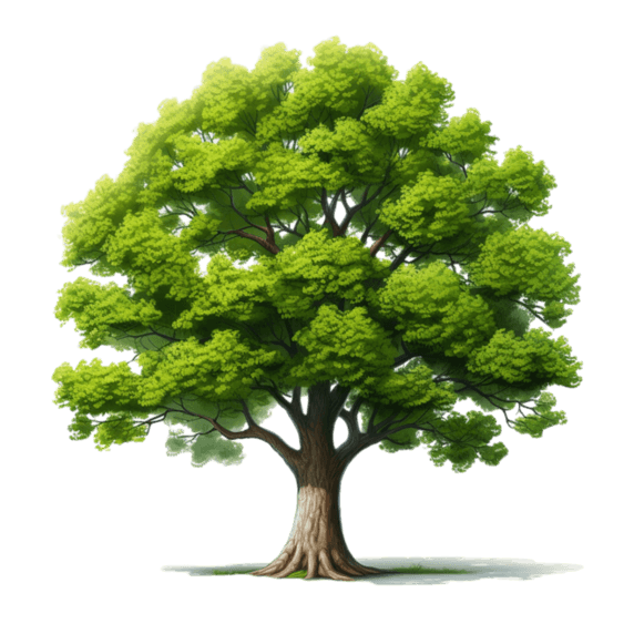 潮国创意大树植物树木夏季绿叶写实元素装饰图案