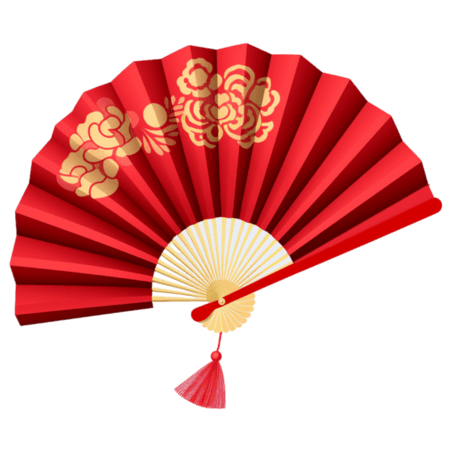 潮国创意中式红色折扇春节节日装饰元素