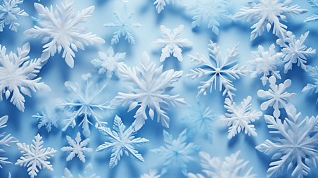 潮国创意蓝色冬天圣诞节圣诞雪花底纹背景雪景大雪