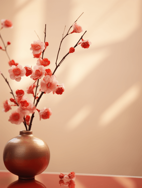 创意红色花艺插花唯美背景37春节新年装饰