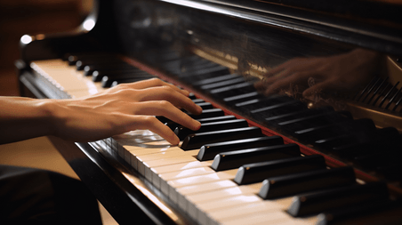 潮国创意有人在弹钢琴手特写音乐演奏弹奏