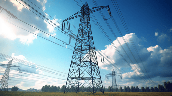 潮国创意电力塔架空电力线输电塔天空输电工程
