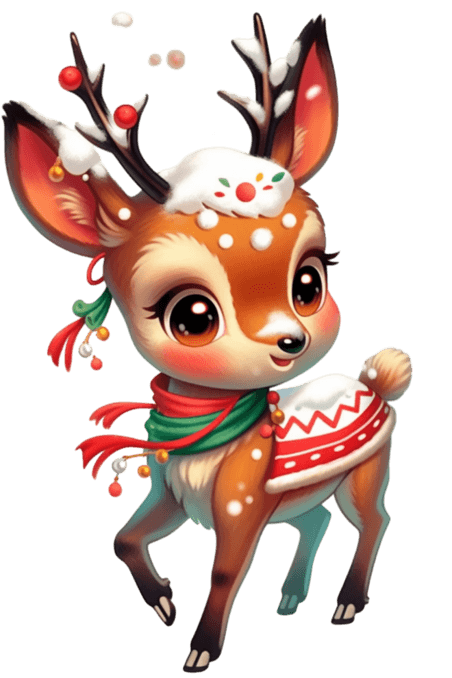 潮国创意卡通圣诞节麋鹿手绘元素卡通动物小鹿