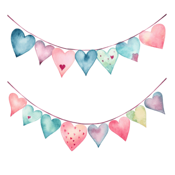 创意简约粉色旗帜水彩可爱生日爱心元素免抠图案