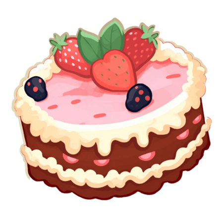 创意纹理草莓蛋糕甜点元素免抠图案