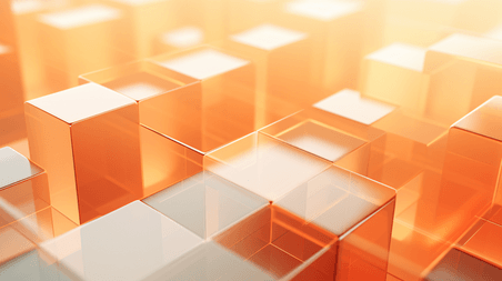 创意橙色立体空间抽象商务艺术透明玻璃风背景