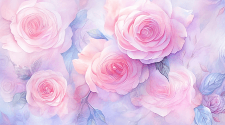 创意清新春天粉色水粉质感玫瑰浪漫情人节背景