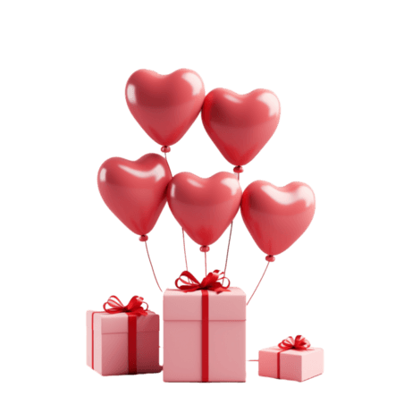 创意矢量礼盒爱心气球情人节礼物元素立体免扣图案