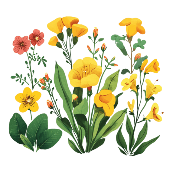 创意春天手绘春季花朵免抠黄色小花元素