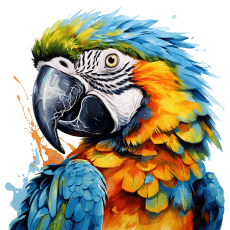 创意水彩动物彩色鹦鹉元素免抠图案