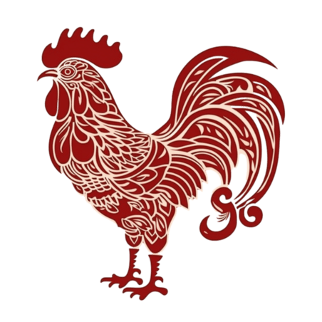 创意红色剪纸风传统十二生肖鸡窗花动物
