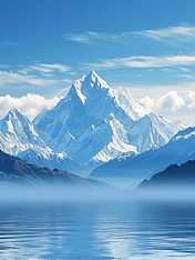 创意自然风景雪山高山的全景视图