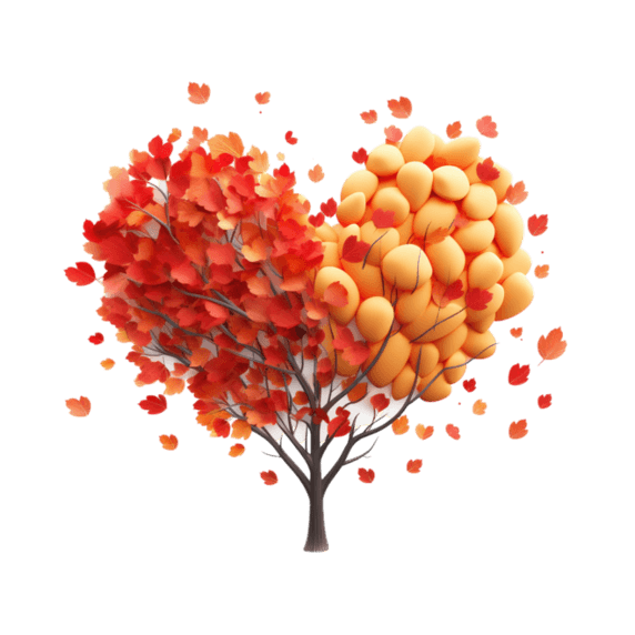 创意情人节植物数字艺术爱心树元素免抠图案