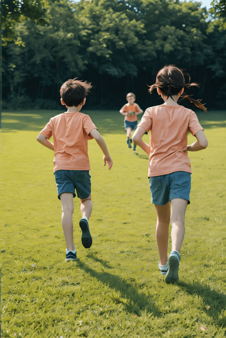 创意儿童春游奔跑运动春天外出游玩的孩子摄影配图7