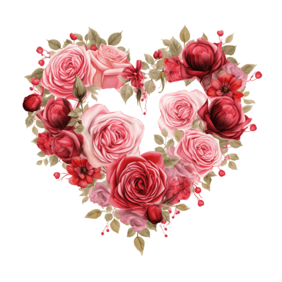 情人节植物花卉创意简洁玫瑰爱心元素免抠图案