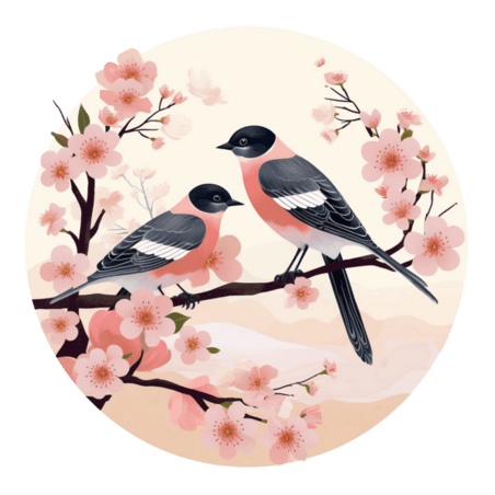 创意树枝小鸟元素免抠春天花鸟动物图案
