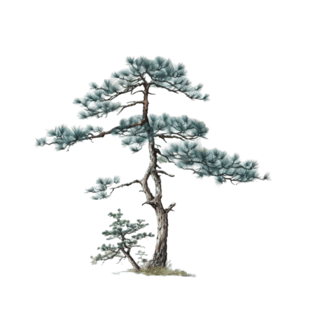 创意图形树木元素松树植物中国风水墨免抠图案