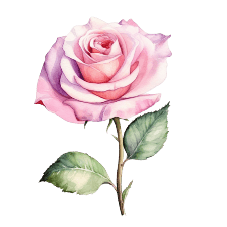 创意简约美丽花朵粉色水彩玫瑰花元素免抠图案