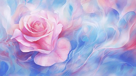 创意清新春天蓝粉色水粉质感玫瑰底纹背景图