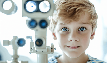 创意眼科儿童体检医疗小男孩视力检测
