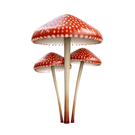 春天创意数字艺术艳丽蘑菇菌菇孢子植物元素免抠图案