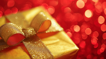 创意节日礼物金色礼盒年货新年红金色