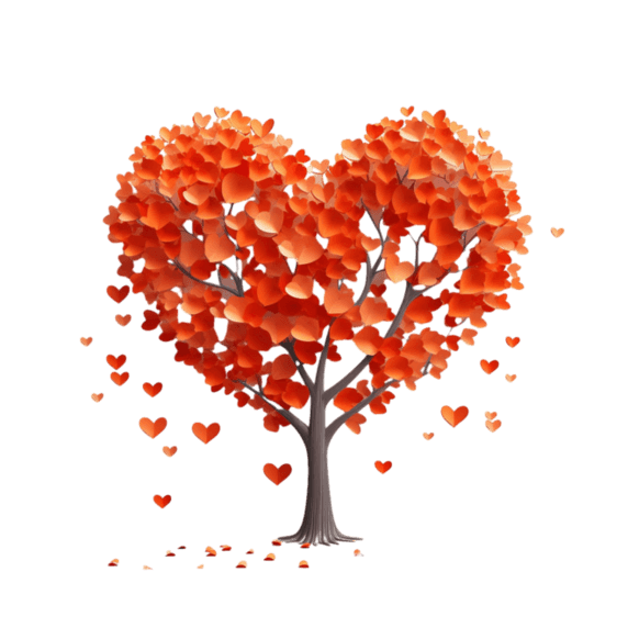 创意简单爱心树元素免抠图案情人节植物