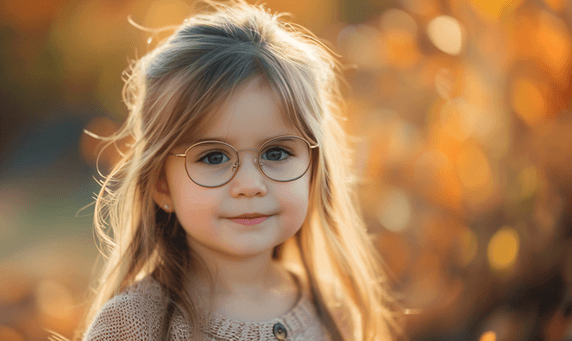 创意欧美儿童人像近视正在配眼镜的小女孩