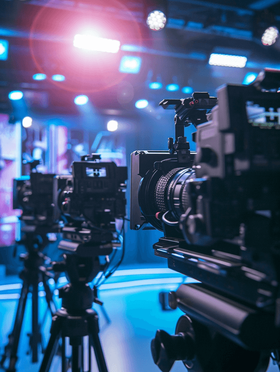 创意演播室的电视摄像机直播录播摄影拍摄