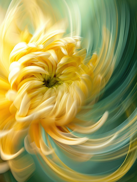 黄绿色抽象艺术感植物花卉花朵一朵美丽的菊花微距背景