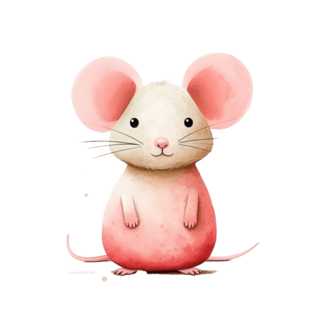 创意写实粉色老鼠卡通动物元素免抠图案