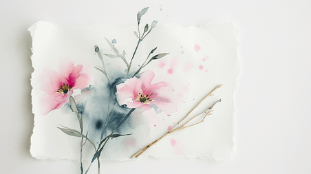 创意简约白色水彩颜色春天植物花朵背景图8
