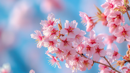 创意美丽的粉红色樱花春天春季植物